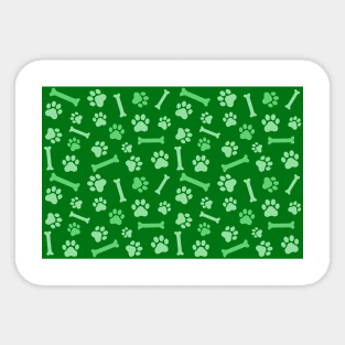Pet - Cat or Dog Paw Footprint and Bone Pattern in Green Tones Sticker